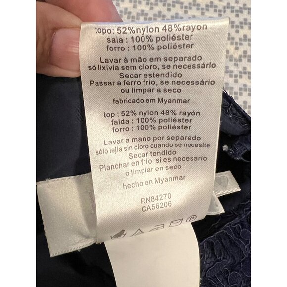 David's Bridal Brides Maid Navy Halter Neck Lace & Chiffon Dress - Size 6 Prom - Picture 14 of 16